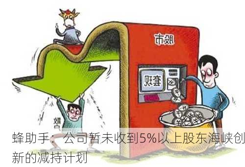 蜂助手：公司暂未收到5%以上股东海峡创新的减持计划