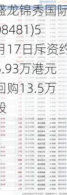 盛龙锦秀国际(08481)5月17日斥资约6.93万港元回购13.5万股