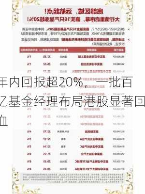 年内回报超20%，一批百亿基金经理布局港股显著回血