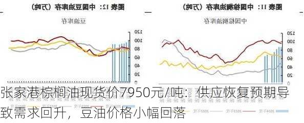 张家港棕榈油现货价7950元/吨：供应恢复预期导致需求回升，豆油价格小幅回落