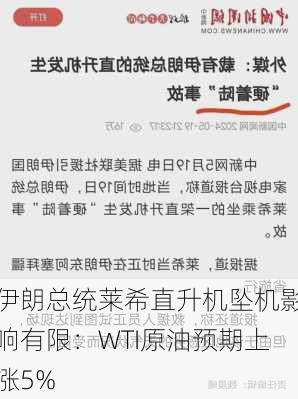 伊朗总统莱希直升机坠机影响有限：WTI原油预期上涨5%