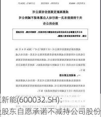 浙江新能(600032.SH)：控股股东自愿承诺不减持公司股份