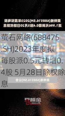 萤石网络(688475.SH)2023年度拟每股派0.5元转增0.4股 5月28日除权除息