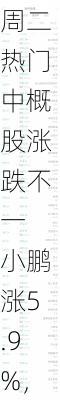 周二热门中概股涨跌不一 小鹏涨5.9%，网易跌5.6%，京东跌4.2%