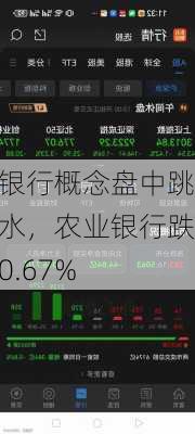 银行概念盘中跳水，农业银行跌0.67%