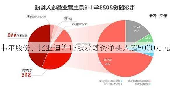 韦尔股份、比亚迪等13股获融资净买入超5000万元