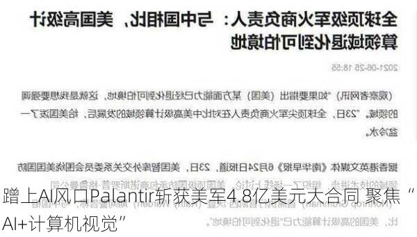 蹭上AI风口Palantir斩获美军4.8亿美元大合同 聚焦“AI+计算机视觉”