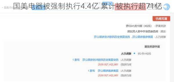 国美电器被强制执行4.4亿 累计被执行超71亿