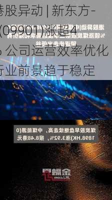 港股异动 | 新东方-S(09901)涨超4% 公司运营效率优化 行业前景趋于稳定