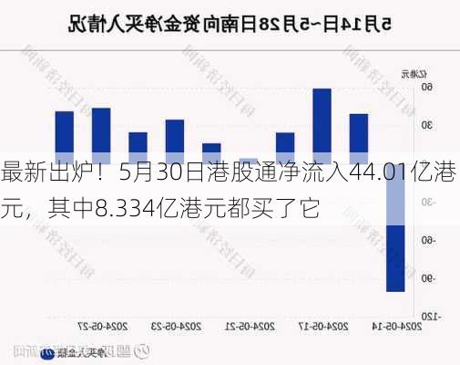 最新出炉！5月30日港股通净流入44.01亿港元，其中8.334亿港元都买了它