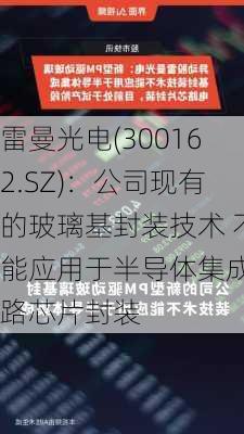 雷曼光电(300162.SZ)：公司现有的玻璃基封装技术 不能应用于半导体集成电路芯片封装