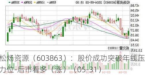 松炀资源（603863）：股价成功突破年线压力位-后市看多（涨）（05-31）