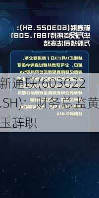 新通联(603022.SH)：财务总监黄玉辞职