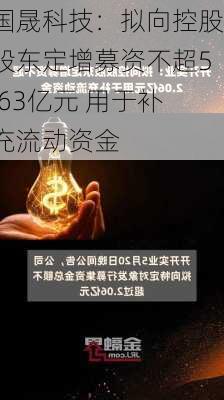 国晟科技：拟向控股股东定增募资不超5.63亿元 用于补充流动资金