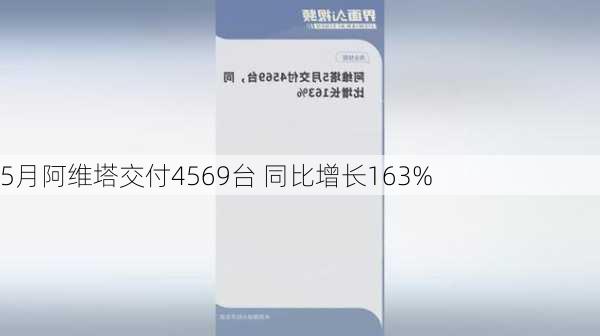 5月阿维塔交付4569台 同比增长163%