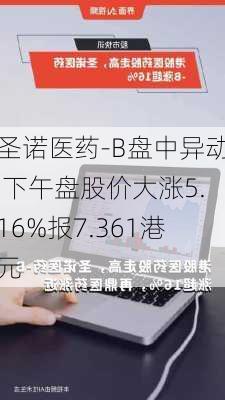 圣诺医药-B盘中异动 下午盘股价大涨5.16%报7.361港元