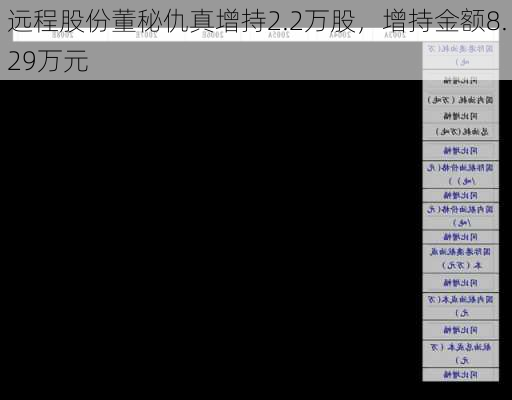 远程股份董秘仇真增持2.2万股，增持金额8.29万元