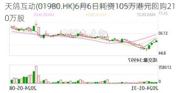 天鸽互动(01980.HK)6月6日耗资105万港元回购210万股