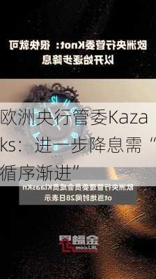 欧洲央行管委Kazaks：进一步降息需“循序渐进”