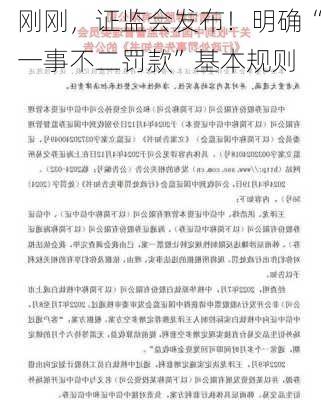 刚刚，证监会发布！明确“一事不二罚款”基本规则