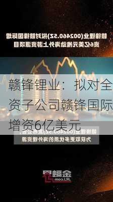 赣锋锂业：拟对全资子公司赣锋国际增资6亿美元