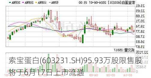 索宝蛋白(603231.SH)95.93万股限售股将于6月17日上市流通