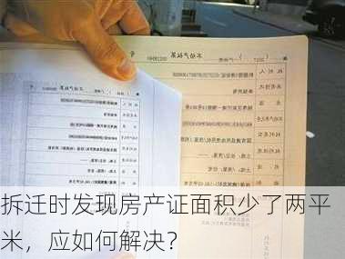 拆迁时发现房产证面积少了两平米，应如何解决？