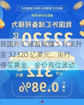 我国外汇储备规模 5 月末升至 32320 亿美元：央行停买黄金，金价高位波动