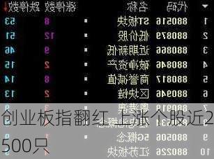 创业板指翻红 上涨个股近2500只