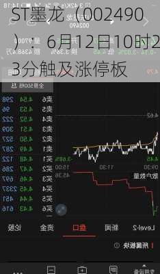 ST墨龙（002490）：6月12日10时23分触及涨停板