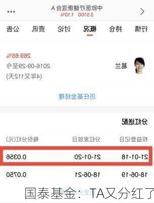 国泰基金：TA又分红了