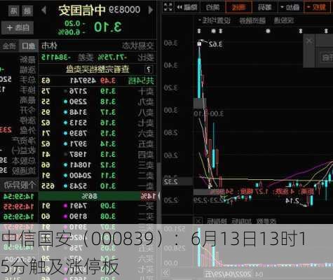 中信国安（000839）：6月13日13时15分触及涨停板