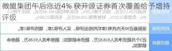 微盟集团午后涨近4% 获开源证券首次覆盖给予增持评级