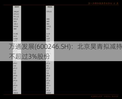 万通发展(600246.SH)：北京昊青拟减持不超过3%股份