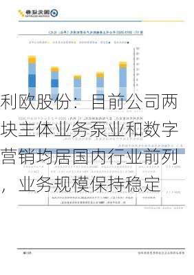 利欧股份：目前公司两块主体业务泵业和数字营销均居国内行业前列，业务规模保持稳定