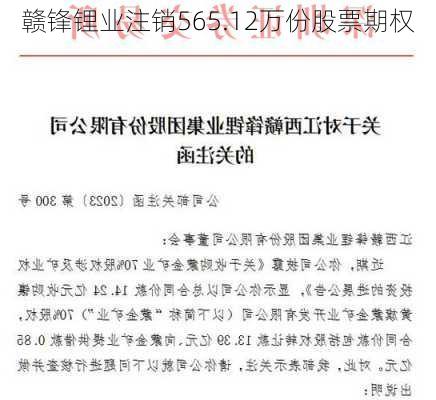 赣锋锂业注销565.12万份股票期权