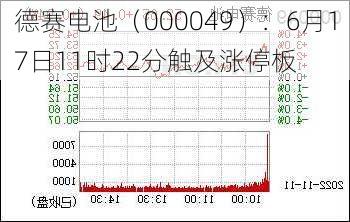 德赛电池（000049）：6月17日11时22分触及涨停板