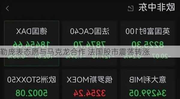 勒庞表态愿与马克龙合作 法国股市震荡转涨