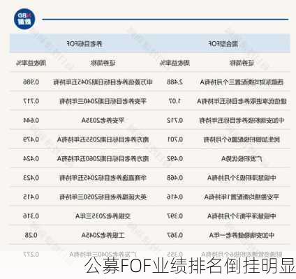 公募FOF业绩排名倒挂明显