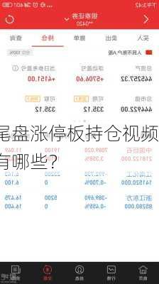 尾盘涨停板持仓视频有哪些？