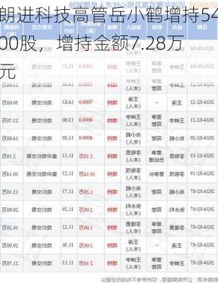 朗进科技高管岳小鹤增持5400股，增持金额7.28万元