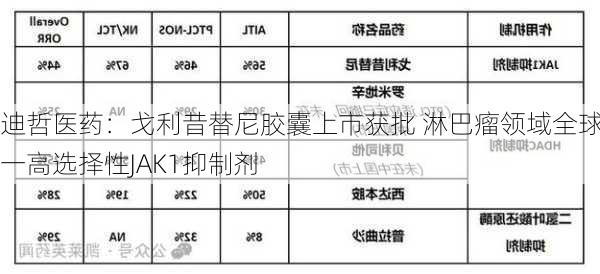 迪哲医药：戈利昔替尼胶囊上市获批 淋巴瘤领域全球唯一高选择性JAK1抑制剂