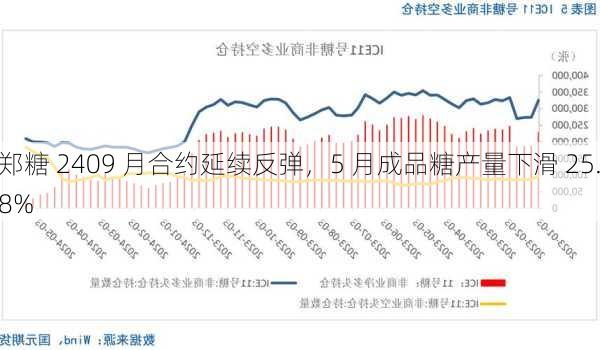 郑糖 2409 月合约延续反弹，5 月成品糖产量下滑 25.8%