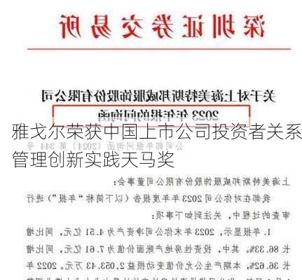 雅戈尔荣获中国上市公司投资者关系管理创新实践天马奖