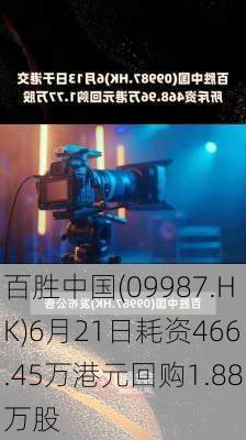 百胜中国(09987.HK)6月21日耗资466.45万港元回购1.88万股