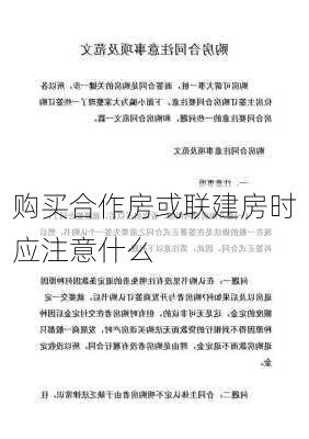 购买合作房或联建房时应注意什么