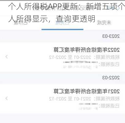 个人所得税APP更新：新增五项个人所得显示，查询更透明