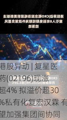 港股异动 | 复星医药(02196)现涨超4% 拟溢价超30%私有化复宏汉霖 有望加强集团间协同