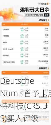 Deutsche Numis首予卡朋特科技(CRS.US)买入评级