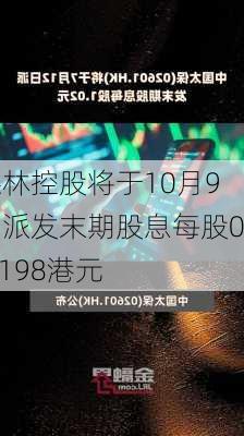 德林控股将于10月9日派发末期股息每股0.0198港元